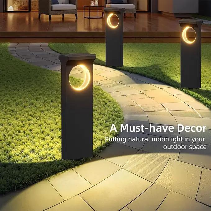 Solar Pathway Lights Outdoor, 4 Pack Upgraded Moon Shaped Landscape Lights - Brighter & Waterproof Solar Powered Decor for Yard, Garden, Path, Walkway, and Outdoor Decoration by GreenHaven Gardens