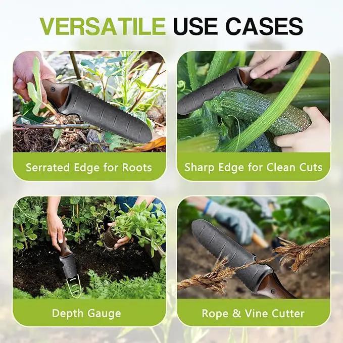 Gracfulcub Garden Knife for Weeding, Garden Tools with Sheath, Full-Tang Wood Handle, 7" Stainless Steel Blade with Cutting Edge by GreenHaven Gardens