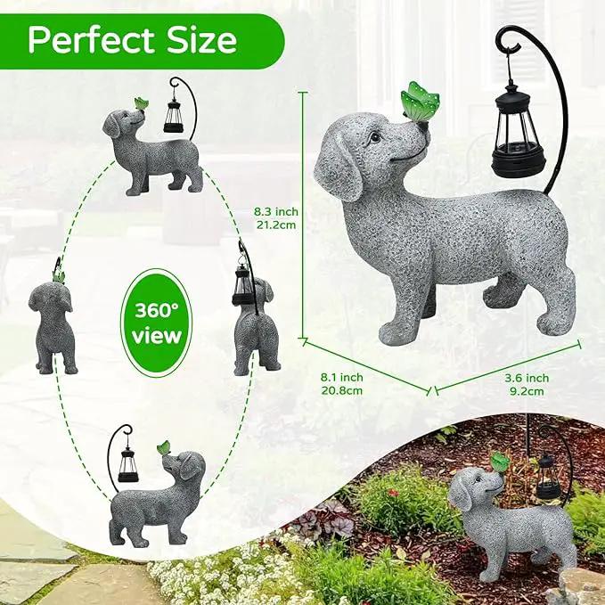 Solar Garden Outdoor Statues Dog with Butterfly Solar Lantern, Lawn Decor Puppy Figurine for Patio Balcony Yard, Yard Unique Christmas Birthdays Gift for Mom Grandma by GreenHaven Gardens
