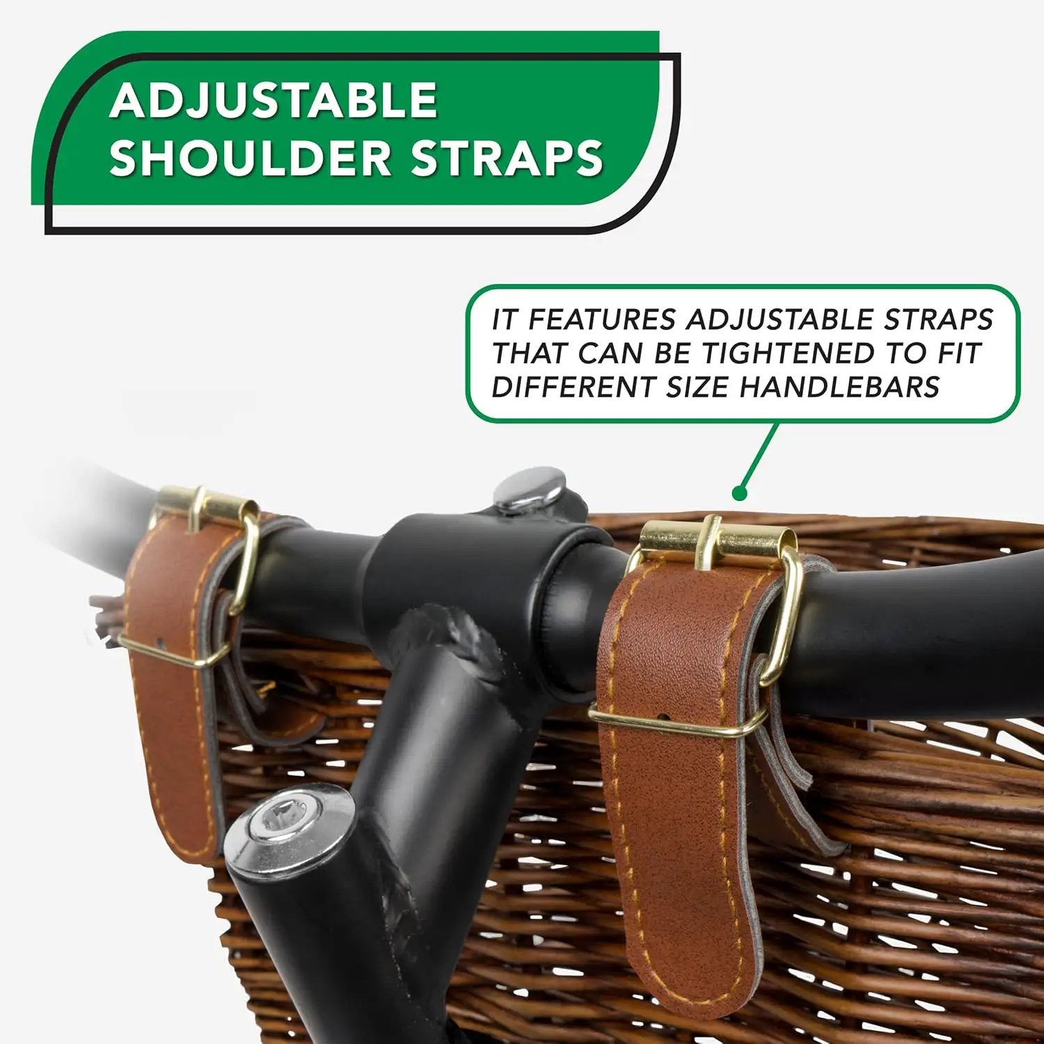 ProSource Wicker Bike Basket Front Cargo for Women and Men, Fits Most Bikes, Beach Cruiser, Stationary Bike, Ebike, Road Bike, Brown by GreenHaven Gardens