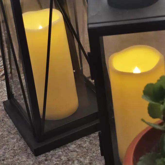 CANDLE CHOICE Waterproof Outdoor Battery Operated Flameless Candles Remote Timer White Tall Plastic Fake Realistic Flickering Electric LED Pillars for Lantern Wedding Christmas Decorations 3”x7” 3PCS by GreenHaven Gardens