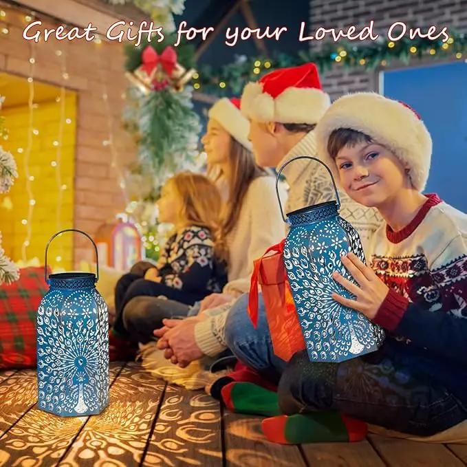 Outdoor Solar Lanterns Waterproof Peacock Garden Gifts Women Mom, Big Solar Lights, Garden Decor, Yard Art, Outside, Patio Ornaments, Birthday, Mothers' Day Birthday Gifts (2Pack, Blue Gold by GreenHaven Gardens