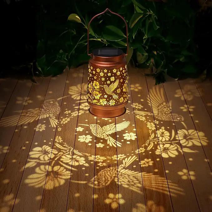 Hummingbird Solar Lanterns Outdoor Waterproof Garden Decor Birthday Gifts for Women Mom Grandma Hanging Solar Lights Metal Lantern Decoration Outside for Porch,Patio,Yard,Backyard by GreenHaven Gardens