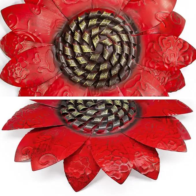 EASICUTI Red Sunflower Metal Flowers Wall Decor Metal Wall Art Decorations Hanging For Indoor Outdoor Home Bathroom Kitchen Room Bedroom Living Room Garden Patio Porch 12 Inch by GreenHaven Gardens