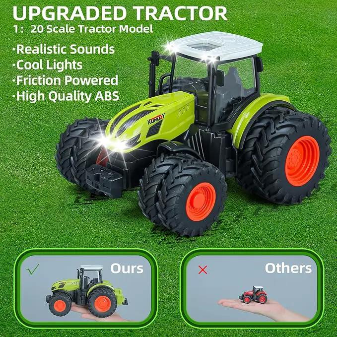 46Pcs Farm Toys, Tractor Toy w/Lights & Sound, Farm Animals Toys for 3 4 5 6 7 8+ Year Old Toddler Girls Boys Kid, Figures Farmer Vehicle Truck Fence Farm Playset Educational Learning Toys by GreenHaven Gardens