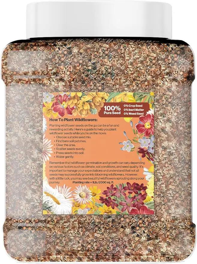 GevaGrow - Western Wildflower Seeds Regional Mix - Organic, Non-GMO - 100% Pure Seed - 18 Different Wildflowers Seeds of Annual and Perennial, 1LB Tub by GreenHaven Gardens