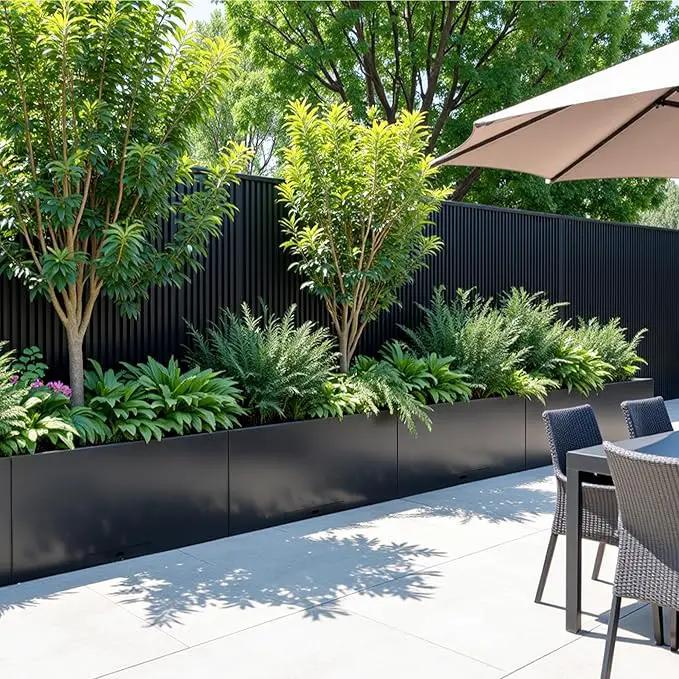 KOL Galvanized Steel Rectangular Planter Box, (16''H.x12''W.x36''L) Large Planters for Indoor Outdoor Plants,Black Powder Coated Metal Planter, Heavy Duty Modern Flower Pot, Commercial & Residential by GreenHaven Gardens