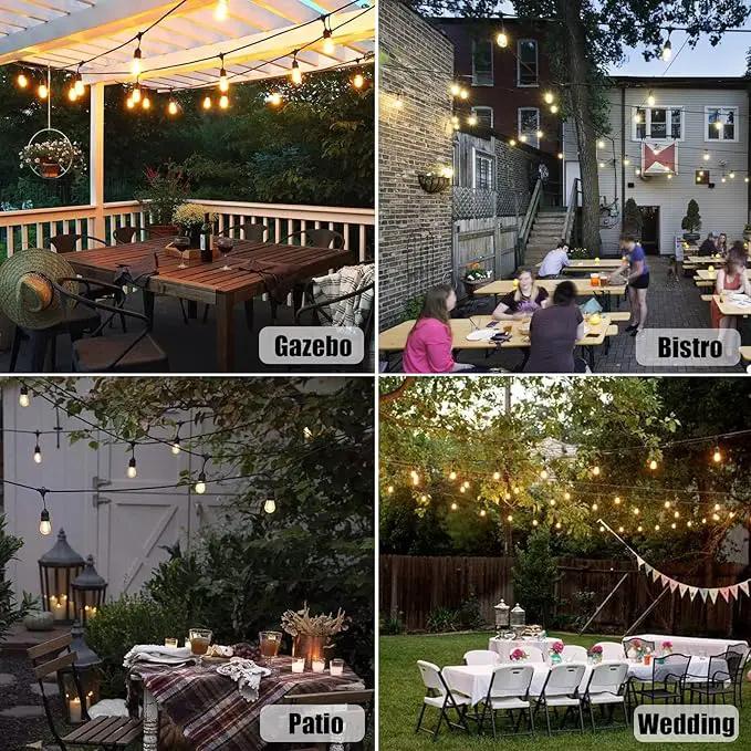 Achin Outdoor String Lights 48FT Dimmable Warm 2200K LED Patio Lights Outdoor Waterproof with 16 Plastic Bulbs Shatterproof String Lights for Outside Deck Gazebo Bistro Lights by GreenHaven Gardens