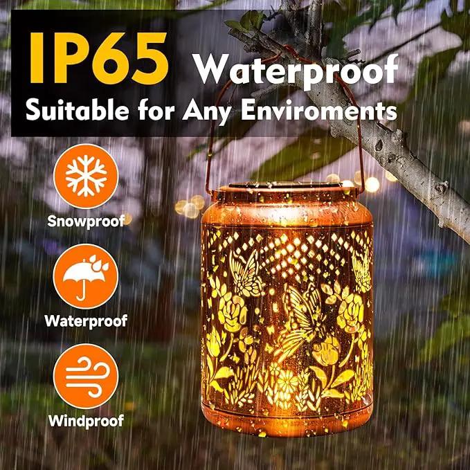 Hyriony Butterfly Solar Lanterns Outdoor Waterproof Metal Hanging Lights, Garden Decor Gifts for Women, Mom, Grandma Solar Decorations for Yard, Patio, Backyard, Porch, Lawn, Walkway, Tabletop by GreenHaven Gardens