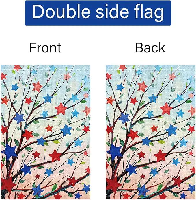 Louise Maelys 4th of July Garden Flag Patriotic Five-pointed Stras Tree Independence Day 12x18 Inch Welcome Double Sided Stars and Stripes Small Burlap Yard Sign Outside Outdoor House Decor by GreenHaven Gardens
