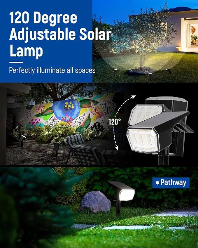 Solar Spot Lights Outdoor 63 LED 3 Lighting,Waterproof IP65 Modes Spotlights for Outside House Yard Garden Landscape Lights 1 Pack (Natural Lihgt) by GreenHaven Gardens