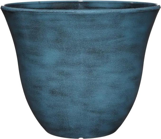 Classic Home and Garden Honeysuckle Resin Flower Pot Planter, Blue Jean, 13" by GreenHaven Gardens