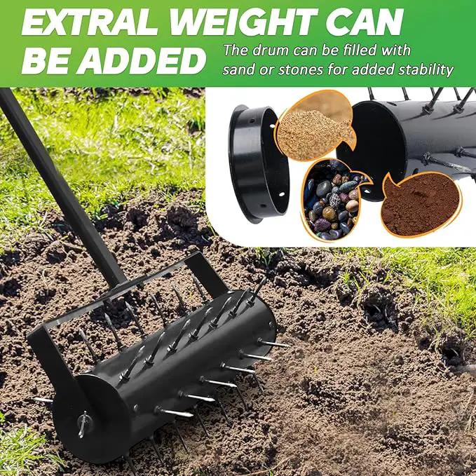 Rolling Lawn Aerator with 42 Spikes, No Assembly Required, Heavy-Duty Manual Lawn Tool for Soil Loosening and Grass Root Growth, Garden Yard Aeration Tool by GreenHaven Gardens