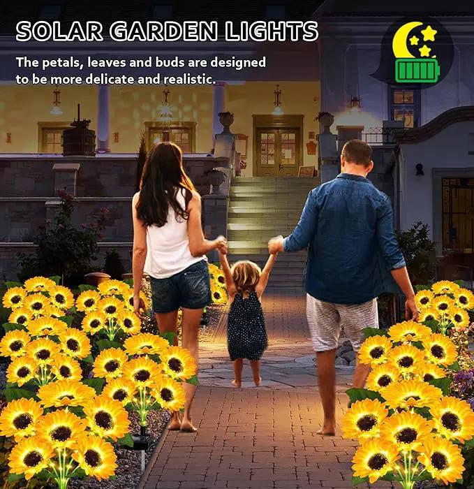Solar Lights Outdoor Garden Decor,4 Pack with 24 Sunflower Lights,Solar Flowers Lights Waterproof,Sunflowers Gifts for Mom Women Grandma Birthday,Decorative Stakes Lights for Yard Patio Lawn by GreenHaven Gardens