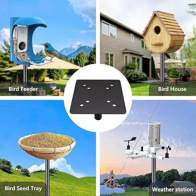 Bird Feeder Pole Kit 110 Inch,Bird House Pole for Outdoors Heavy Duty,5 Base Prongs Adjustable Birds Feeder Stand for House by GreenHaven Gardens