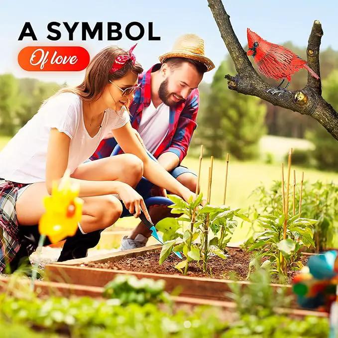 Shefio Cardinal Garden Decor - Metal Cardinal Yard Decor - Large Red Bird, Unique Yard Art - Outdoor Statues - Garden Sculptures & Statues by GreenHaven Gardens