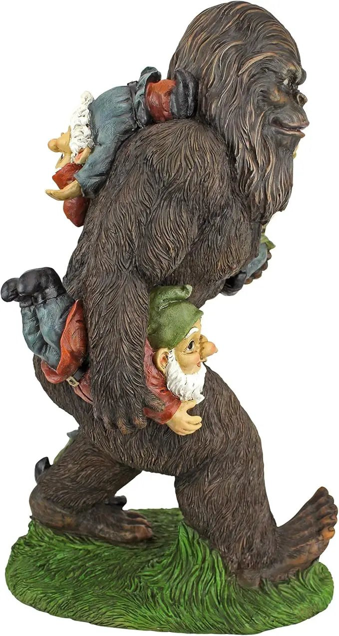 Design Toscano Schlepping the Garden Gnomes Bigfoot Yeti Indoor/Outdoor Garden Statue, 16 Inch Tall, Cast Stone Resin, Painted Full Color Finish by GreenHaven Gardens