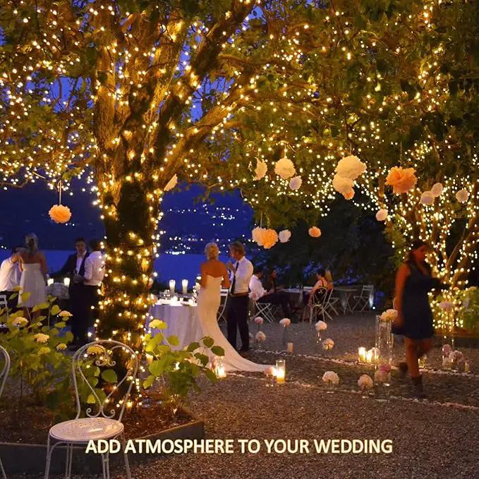 42.7Ft Warm White Solar Lights Outdoor, 2 Pack Total 200 LED Twinkle Solar Tree Lights, 8 Modes Solar String Lights for Outside Tree Patio Yard Wedding Garden Decorations by GreenHaven Gardens
