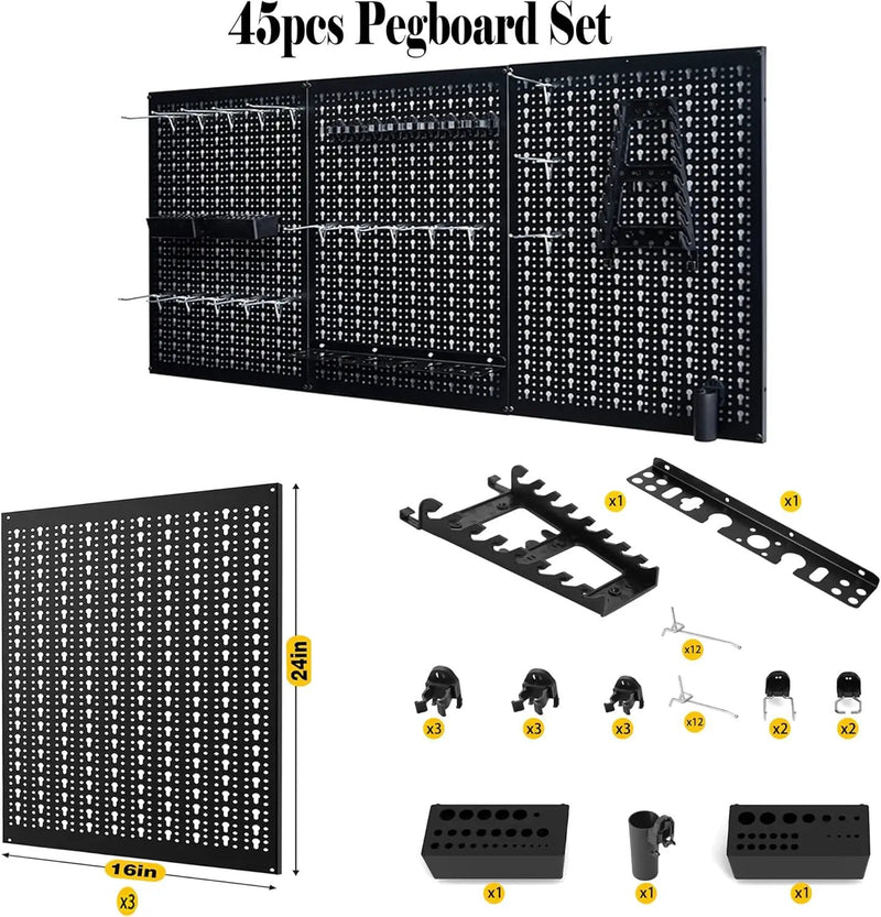 Ultrawall Peg Board Wall Organizer 4 ft. Metal Pegboard Garage Wall Pegboard Tool Storage Kit with Accessories for Garage, 45pcs by GreenHaven Gardens