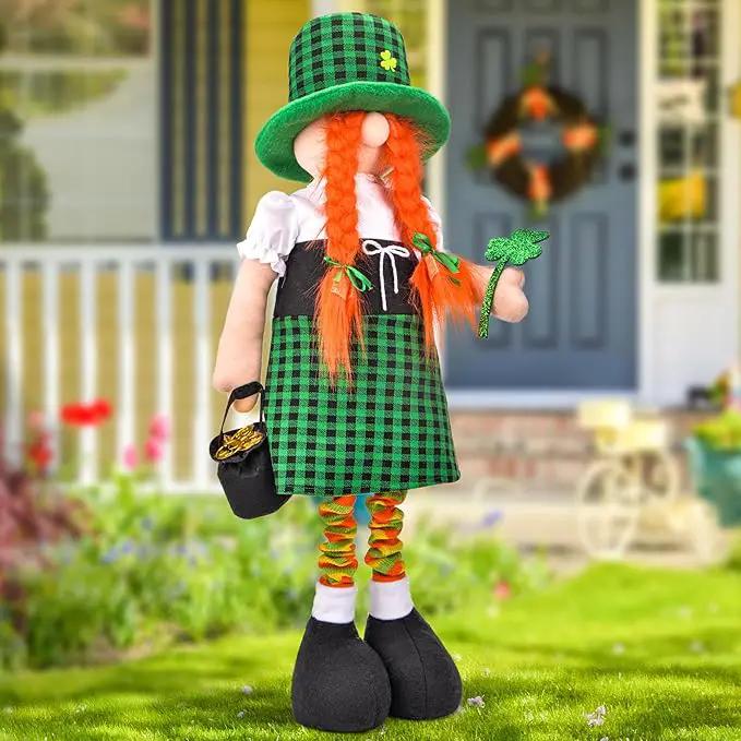Large St Patricks Day Gnome Plush Decorations Outdoor, Cute Standing Saint Patricks Day Gnomes Gift Decor with Retractable Spring Legs, Placed Outside Yard/Porch/Garden/Indoor/Home/Office by GreenHaven Gardens