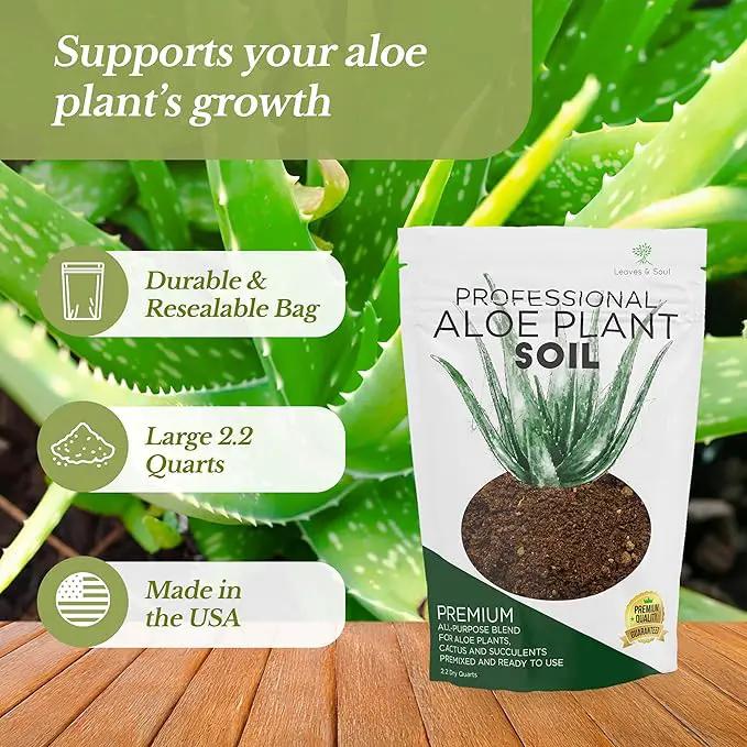 Professional Aloe Plant Soil | Premium All Purpose Blend | Large 2.2 Quarts | Ready to Use for Aloe, Cactus, Succulent Plants | Pinebark, Peat, Course Sand | Made in USA by GreenHaven Gardens