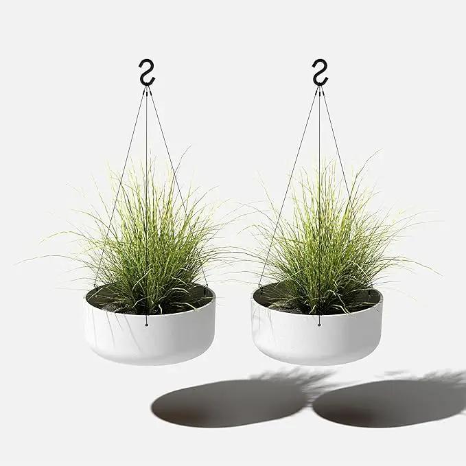 Veradek Mason Series Hanging Kona Planter - Round Planter for Outdoor Balcony/Patio | Made from Plastic-Stone Composite with Hanging Attachment | Modern Décor for, Flowers, Succulents, Small Plants by GreenHaven Gardens