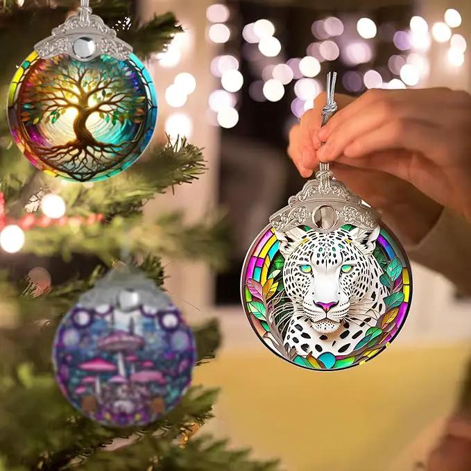 Stained Glass Suncatcher, Jocidea Leopard Ornament, Christmas Ornaments, Holidays Ornaments, Christmas Tree Decor, Leopard Decor for Home, Leopard Gifts by GreenHaven Gardens