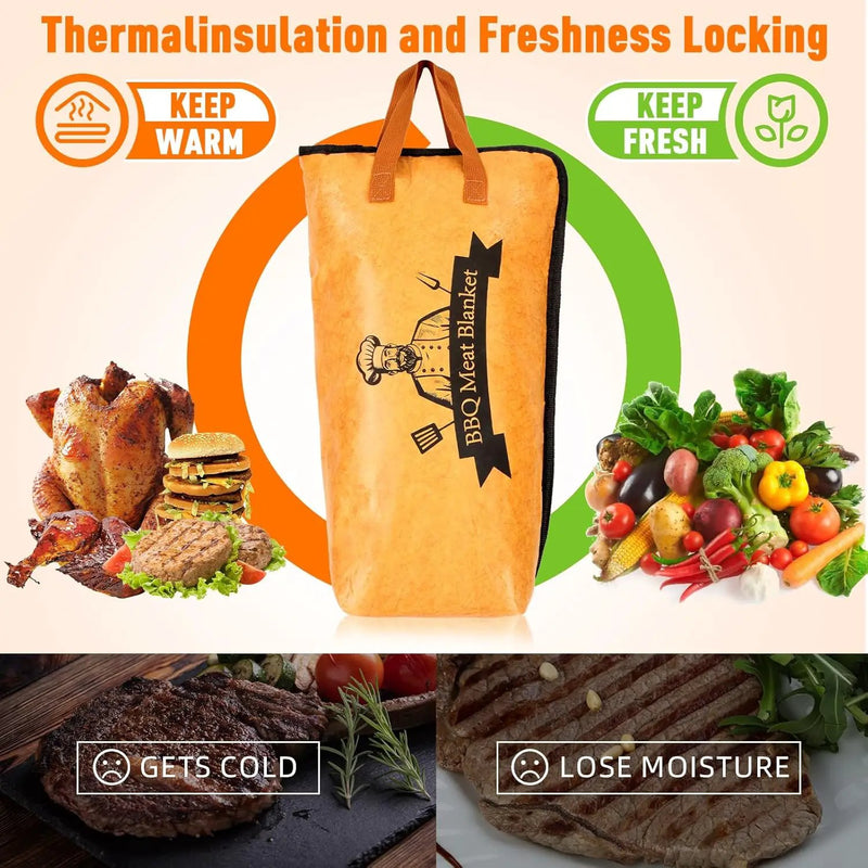BBQ Blanket for Resting Meat,Smoker Meat Resting Blanket, Reusable Smoker Grilling Meat Insulated Resting Bag with Wide Mouth for Large Brisket/Beef/Pork Shoulders/Turkeys (BBQ Blanket 21in) by GreenHaven Gardens