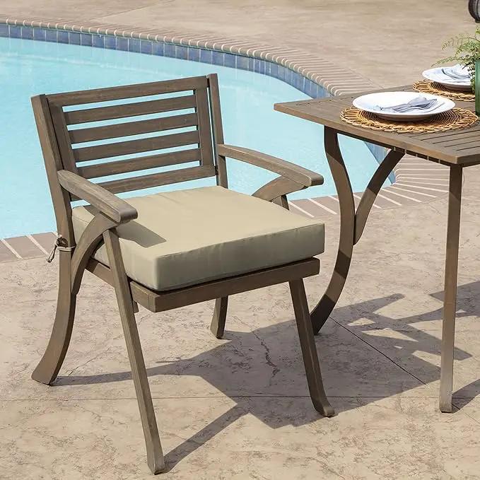 Arden Selections Outdoor Wicker Chair Cushion, 20 x 18, Rain-Proof, Fade Resistant 21 x 21, Tan Leala (Pack of 4) by GreenHaven Gardens