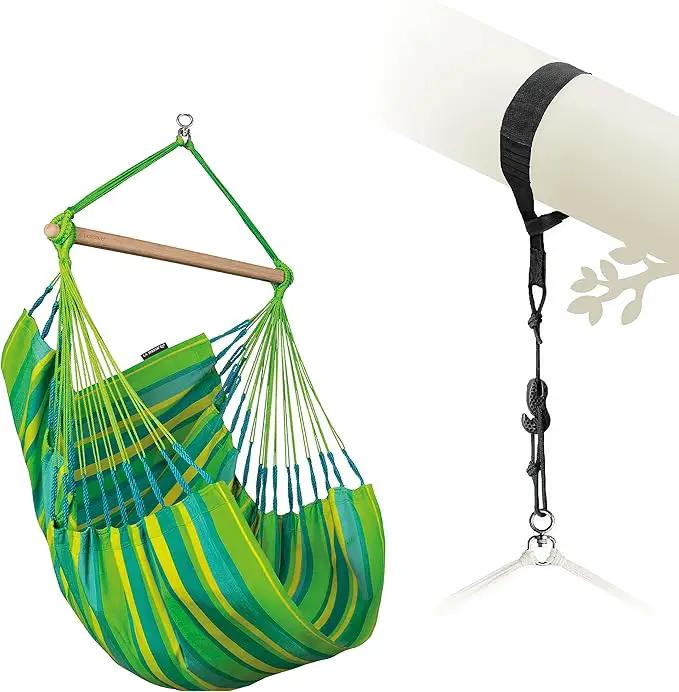LA SIESTA® - Medium Basic Domingo Hammock Chair & TreeMount - Weather & Tear Resistant Hanging Chair w/Suspension Kit for Trees Beams & Posts - Bedroom Patio Outdoor Indoor Hammock Chair - Lime by GreenHaven Gardens