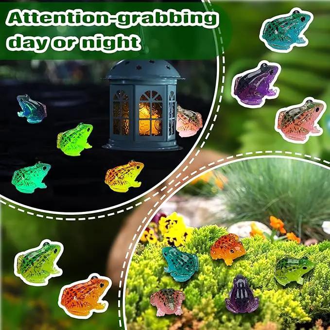 Barydat 40 Pcs Miniature Frog Figurines Luminous Mini Resin Frog Figures Model Garden Decor DIY Terrarium Craft Ornament Accessories for Moss Landscape Decoration (1.38 x 1.18 Inch) by GreenHaven Gardens