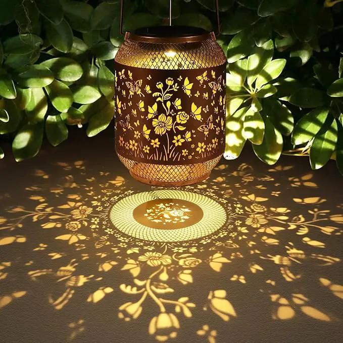 Butterfly Solar Lanterns Outdoor, Birthdays Gifts for Women Mom Grandma, Metal Waterproof Hanging Hollow Out Garden Decorative Solar LED Light for Yard, Patio, Lawn, Porch, Backyard by GreenHaven Gardens
