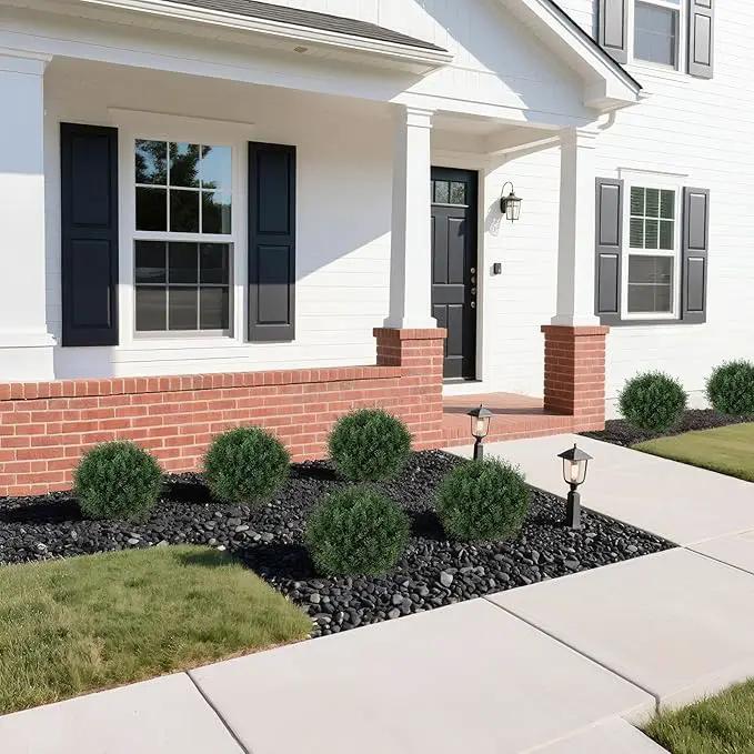 Artificial Cedar Shrubs Ball Trees with Ground Spike, 24.6 inche Tall UV-Resistant Fake Outdoor Plants Evergreen Trees, Realistic Faux Pine Bushes for Front Porch Home Patio Garden, 1 Pcs by GreenHaven Gardens