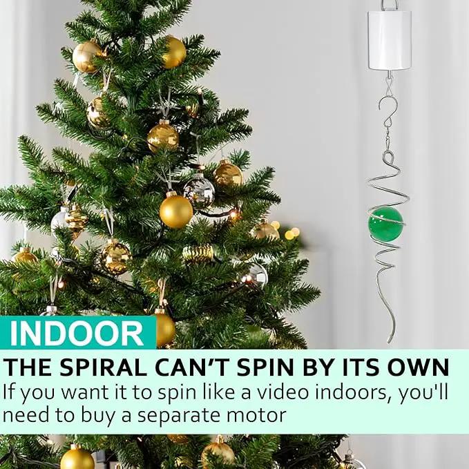 Wind Spinner Gazing Ball Spiral Tail,Decorative Wind Spinner 11inch Tail and 2 inch Glass Orb. Indoor Outdoor Wind Spinner Tail Sun Catcher Garden Decoration-13 inch Height(Green) by GreenHaven Gardens