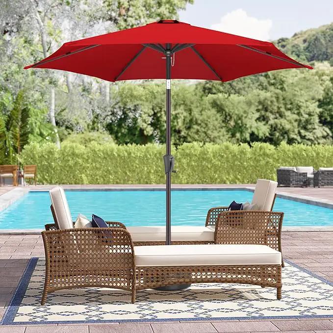 9ft Outdoor Patio Umbrella - Table Umbrella Waterprool UV Protection, Sombrillas de Patio with Push Button Tilt&Crank, Sun Umbrella for Pool, Porch, Garden, Deck, Backyard(Red) by GreenHaven Gardens