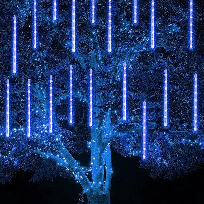 TW SHINE Christmas Meteor Shower Lights Outdoor, 864 LED 12" 24 Tubes Waterproof Christmas Lights Outdoor Plug in, Snow Falling Rain Icicle Xmas Lights Decorations, Blue by GreenHaven Gardens