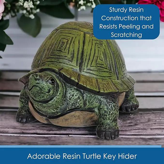 Stocky Turtle Garden and Patio Decor and Key Hider - Holds 2 Hidden Keys Outside, Secret Hidden Door Underneath by GreenHaven Gardens