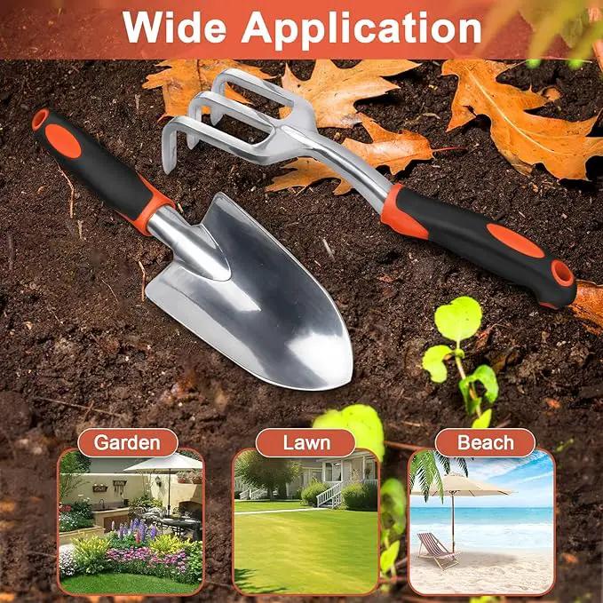 Garden Tool Set, 2 Pack Heavy Duty Gardening Tools Set Include Garden Shovel and Hand Rake Claw Tool with Ergonomic Handle, Small Gardening Hand Tools for Digging Weeding Planting Transplanting by GreenHaven Gardens