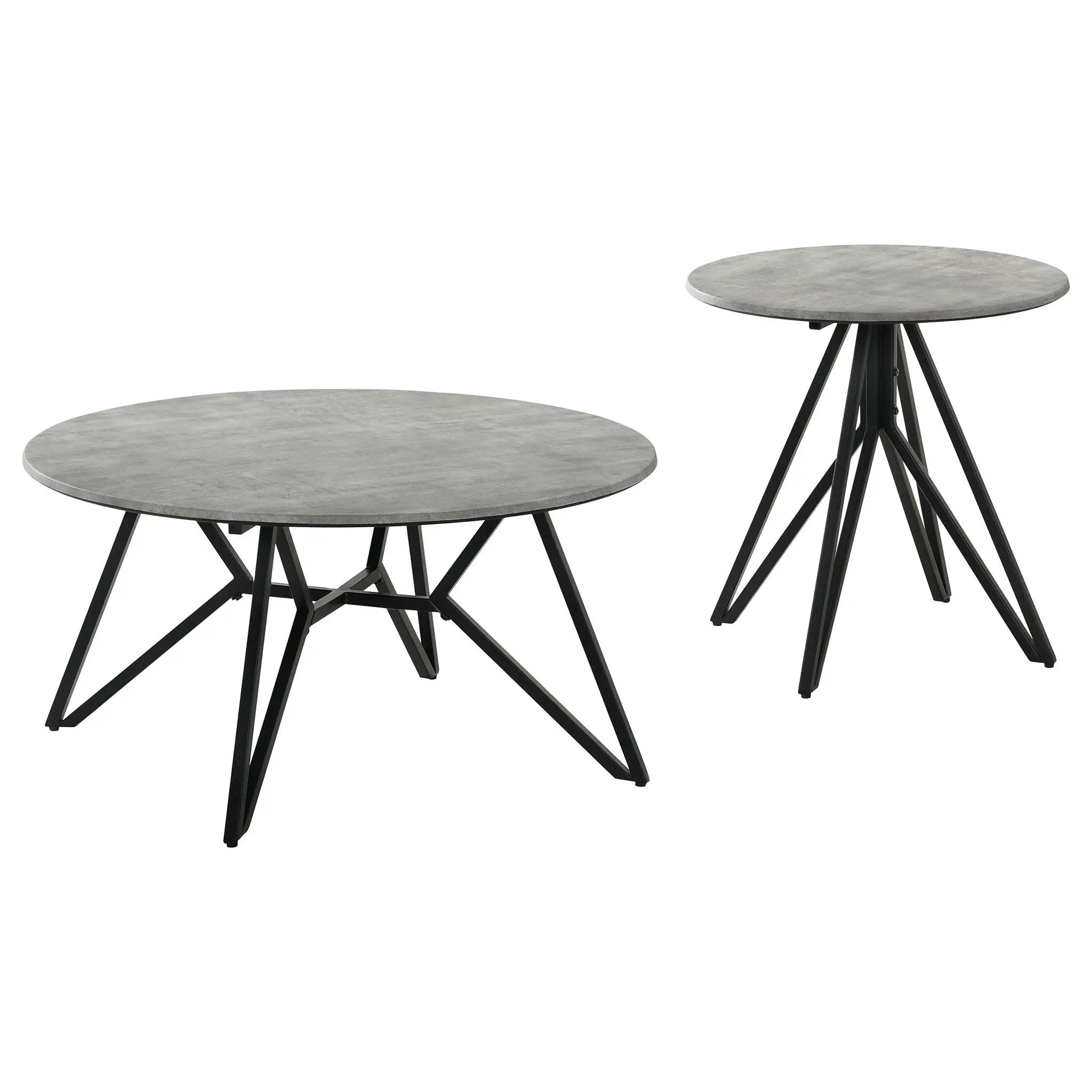 Hadi 2-piece Round SmartTop Coffee and End Table Set Cement by Unique Piece Furniture