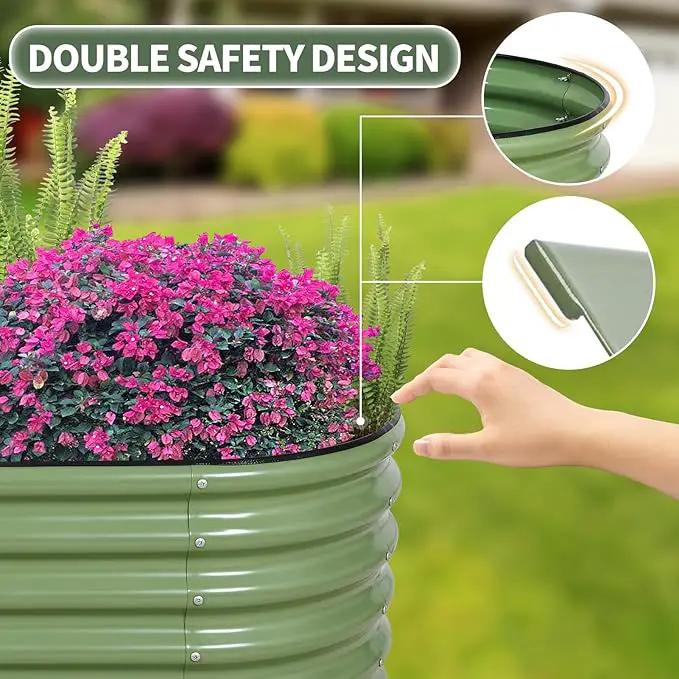 1MORE Galvanized Raised Garden Bed- Planter Garden Boxes Outdoor, Raised Beds for Gardening, 6x2x1.4ft Metal Garden Bed Kit for Vegetables Flower, Planter Raised Bed with Protective Tape & Tools.Green by GreenHaven Gardens