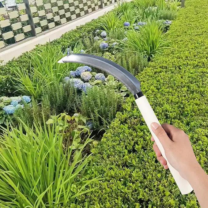 Sod Cutter Japanese Weeding Sickle, Japanese Weeding Tool with Sawtooth, Hand Sickle Weeding Tools for Garden, Hand Hoe Garden Tool, Light Serration, Stainless Steel Blade, Sharp by GreenHaven Gardens