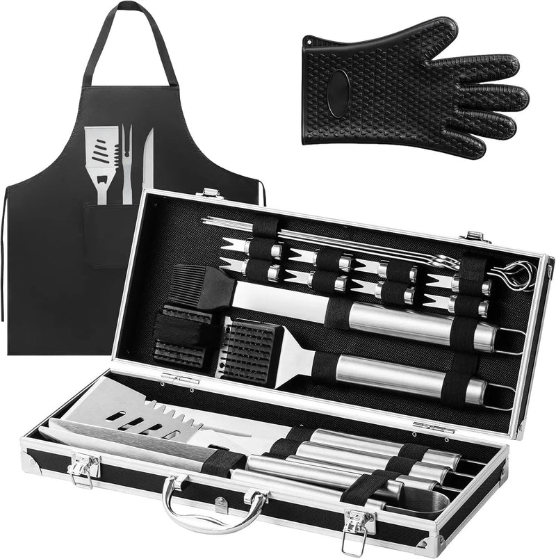 22Pcs Grilling Accessories, BBQ Accessories with Aluminum Case, Stainless Steel Grill Set Tools for Outdoor Camping&Barbecue, Grilling Gifts for Men Dad Fathers Day by GreenHaven Gardens
