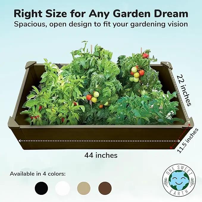 Raised Garden Bed - 2x4 ft Planter Box - Weathered Wood HDPE - No Tools Needed - DIY Kit for Urban Gardening, Flowers, Herbs & Vegetables - Made in The USA by GreenHaven Gardens