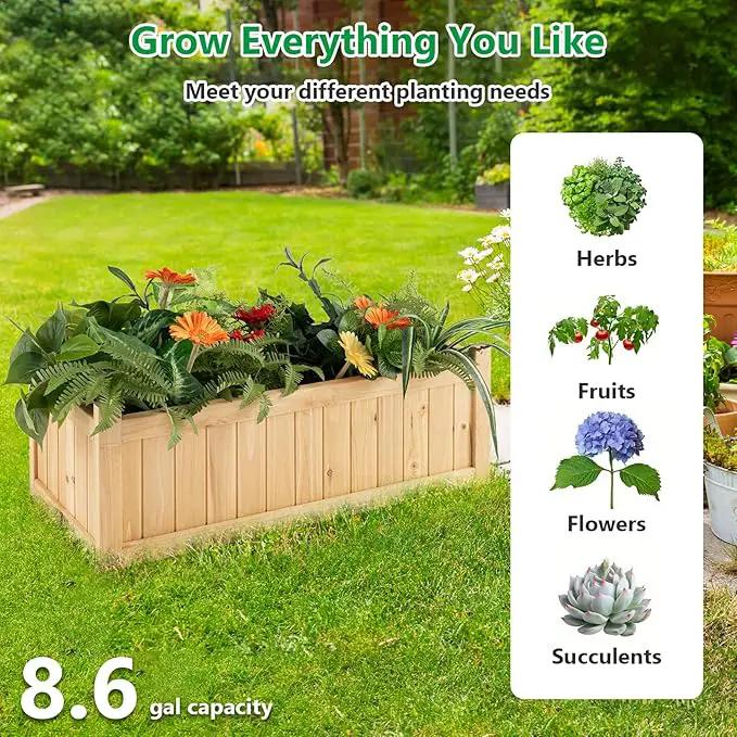 COSTWAY Wooden Planter Garden Bed, Folding Planter Box with Drainage Holes for Vegetables, Herbs, Fruits & Flowers, Outdoor Indoor Raised Planting Bed for Patio, Backyard, Lawn, 27.5"L x 12"W x 10"H by GreenHaven Gardens