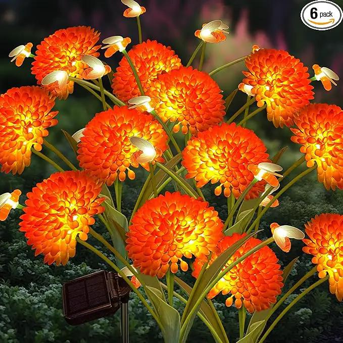 Solar Garden Lights, 6 Pack Swaying Bee Lights With Flowers, Waterproof Firefly Lights Outdoor for Garden Patio Yard Pathway Decoration, Gifts for Women Mother's Day by GreenHaven Gardens
