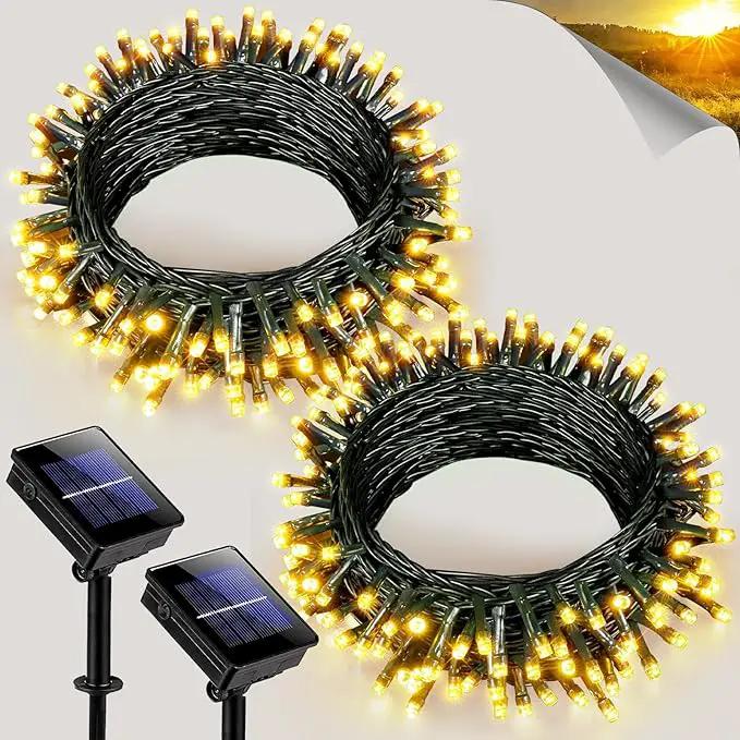 2 Pack Solar String Lights for Outside, Each 40Ft 120 LED Solar Lights Outdoor, 8 Modes Waterproof Solar Powered Twinkle Light for Backyard Patio Tree Party Garden Wedding Decoration, Warm White by GreenHaven Gardens