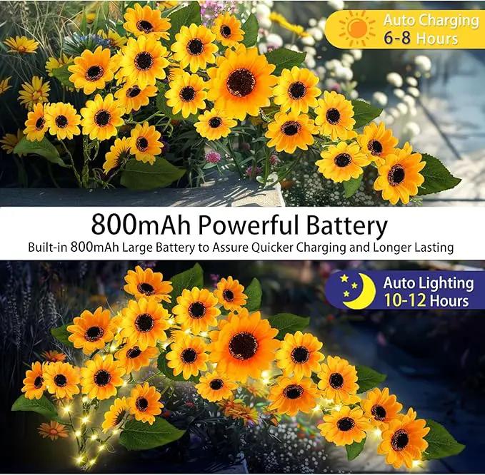 Solar Garden Lights Outdoor, 2 Pack Sunflower Lights with 46 Lifelike Sunflower, Waterproof 90 Bright LED Fall Garden Decor Solar Flowers for Patio Flowerbed Yard, Gift for Mom by GreenHaven Gardens