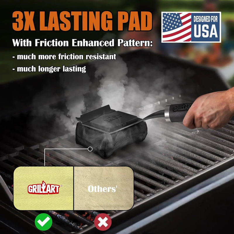 GRILLART Bristle Free Grill Brush Kit, Reinforced Outdoor Grill Brushes, Safe Cleaning Tools with Replaceable Heads, Grill Scraper BBQ Accessories, Men/Dad Gifts by GreenHaven Gardens