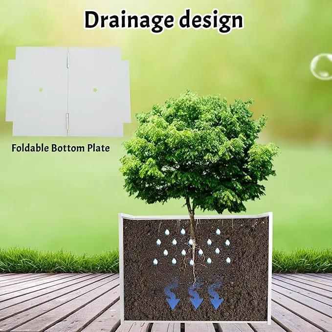 Galvanized Steel Rectangular Planter, 16"x 12"x 12" Small Planters for Outdoor Plants, White Outdoor Planter with Drainage Holes by GreenHaven Gardens