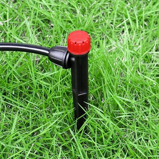360 Degree Drip Irrigation Emitters Fittings: Adjustable Drip Irrigation Sprayer for 1/4 inch Drip Irrigation Tubing 8 Stream Dripper on 5" Arrow Stake with Barbed Locked Nut (50 Pieces) by GreenHaven Gardens